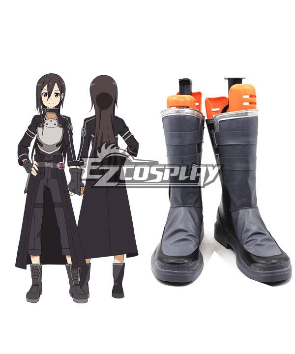 

Sword Art Online II SAO Sodo Ato Onrain Gun Gale Online GGO Kirigaya Kazuto Kirito Black Shoes Cosplay Boots - A Edition