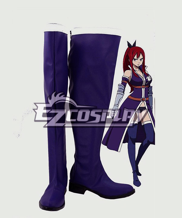 Fairy Tail Erza Scarlet Ilusa Purple Shoes Cosplay Boots