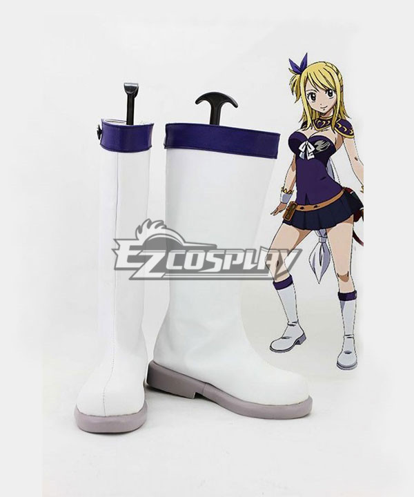 Fairy Tail Anime Lucy Heartfilia White Shoes Cosplay Boots