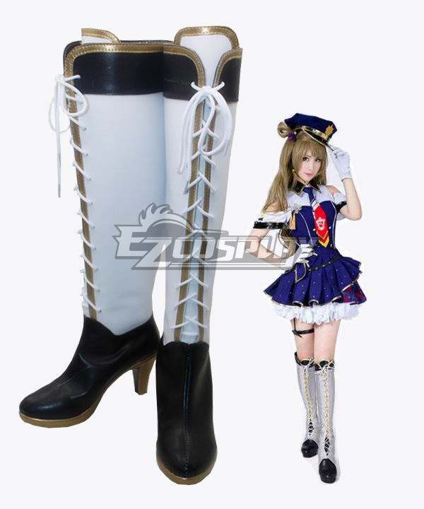 Love Live! School Idol Minami Kotori Policewoman Awaken White Black Boots Cosplay Shoes