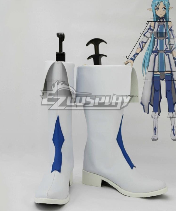 Sword Art Online Excalibur Asuna White Shoes Cosplay Boots