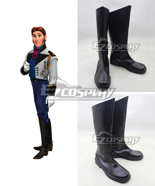Frozen Hans Disney Black  Shoes Cosplay Boots