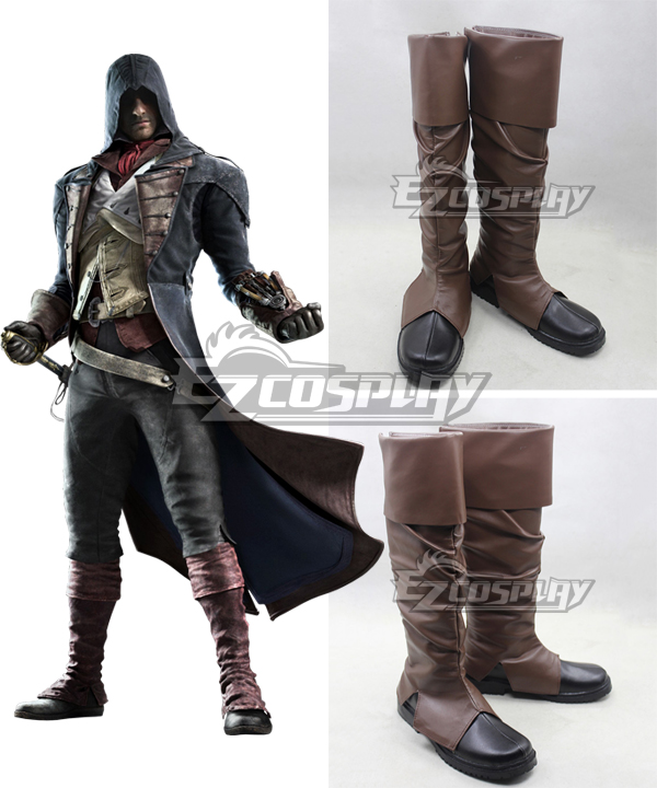 Assassin&#39;s Creed Unity Arno Victor Dorian Braune Schuhe Cosplay Stiefel