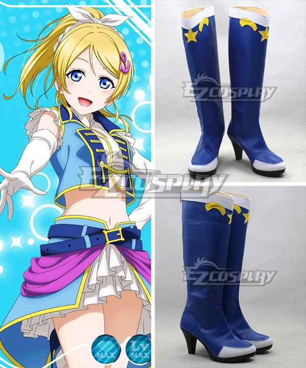 Love Live School Idol Project Field Of View Ayase Eli Blue Shoes Cosplay Boots