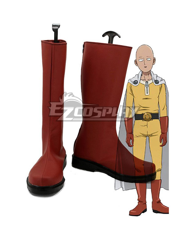 One Punch Man Saitama Caped Baldy Hagemanto Red Shoes Cosplay Boots