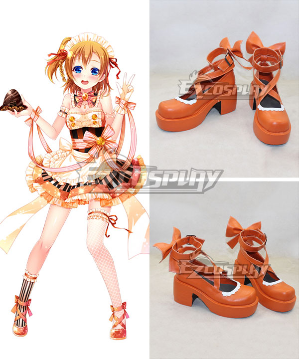 Love Live Valentine's Day Maid Honoka Kousaka Orange Cosplay Shoes