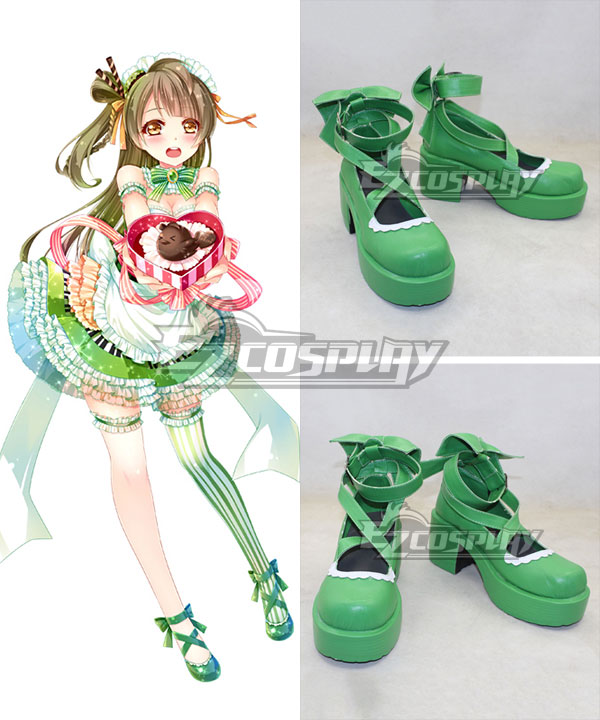 Love Live Valentine's Day Maid Kotori Minami Green Cosplay Shoes
