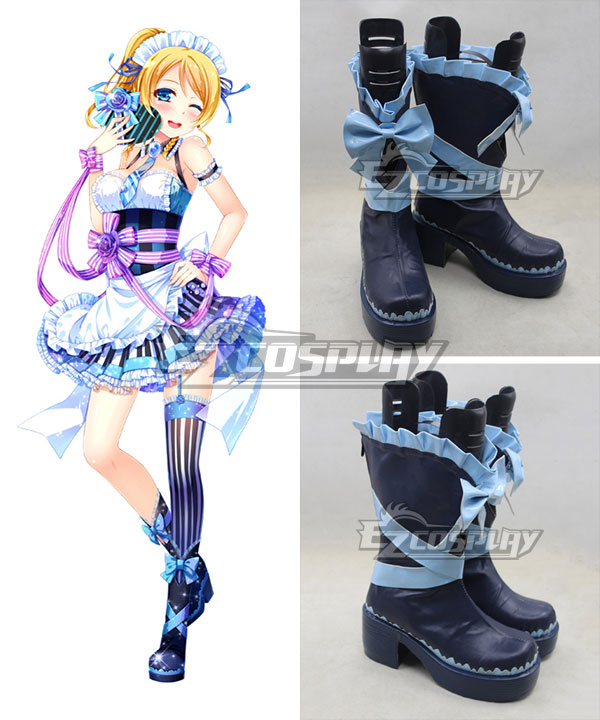 Love Live Valentine's Day Maid Ellie Eli Ayase Blue Cosplay Boots