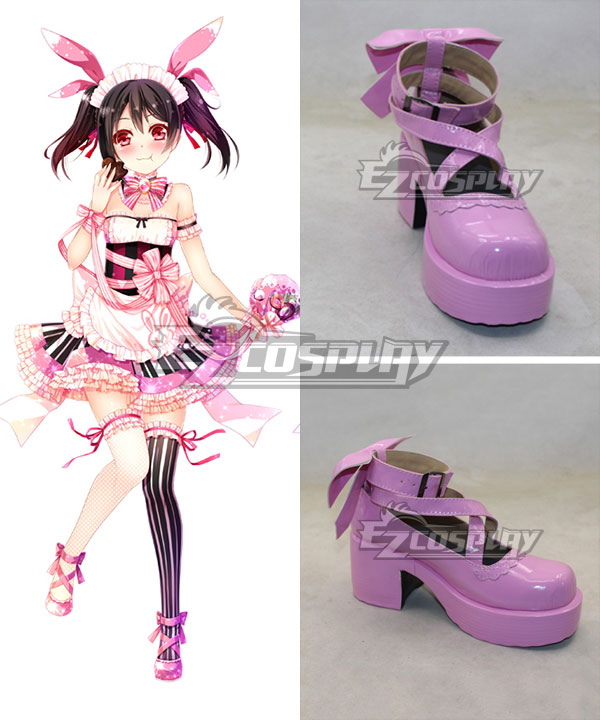 Love Live Valentine's Day Maid Nico Yazawa Pink Cosplay Shoes