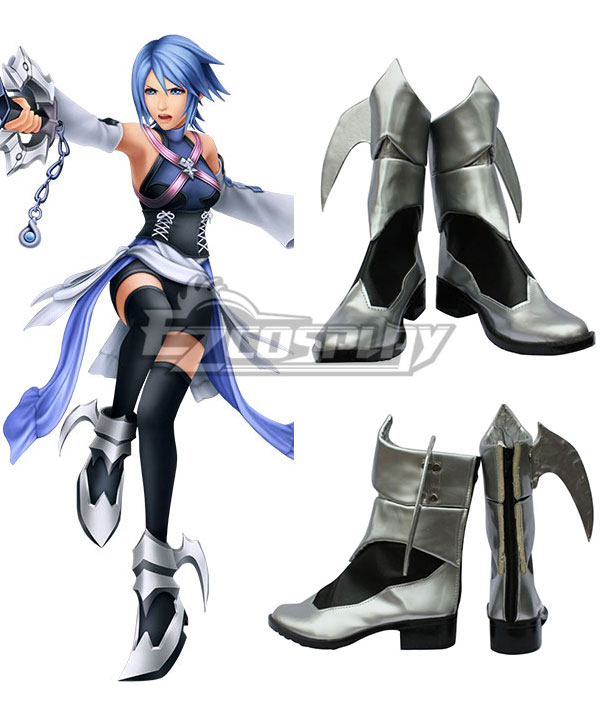 Kingdom Hearts Birth by Sleep Aqua Silver Shoes Cosplay Boots