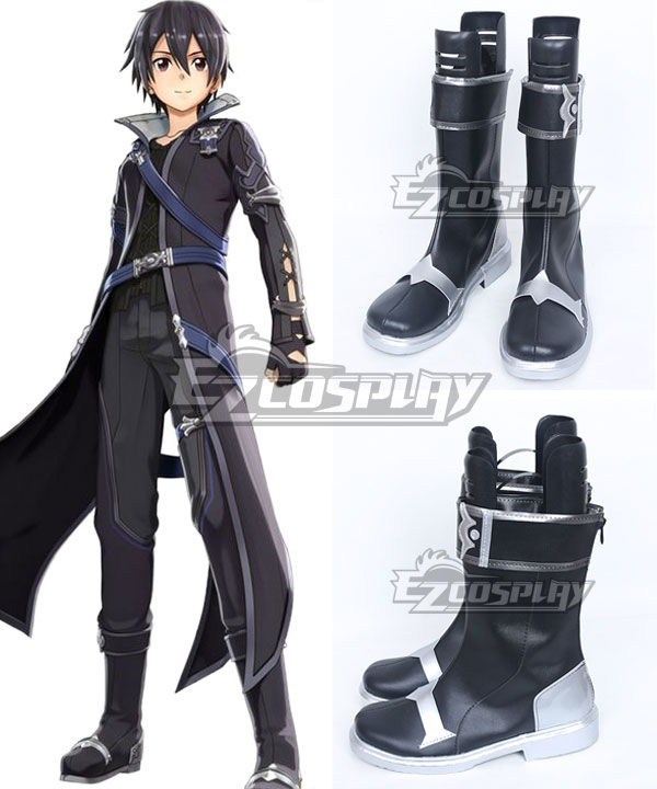 

Sword Art Online Hollow Realization SAO Kirigaya Kazuto Kirito Game Black Shoes Cosplay Boots