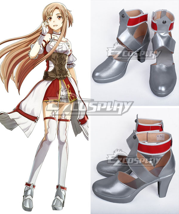 

Sword Art Online Hollow Realization SAO Yuuki Asuna Yuki Asuna Game Silver Cosplay Shoes