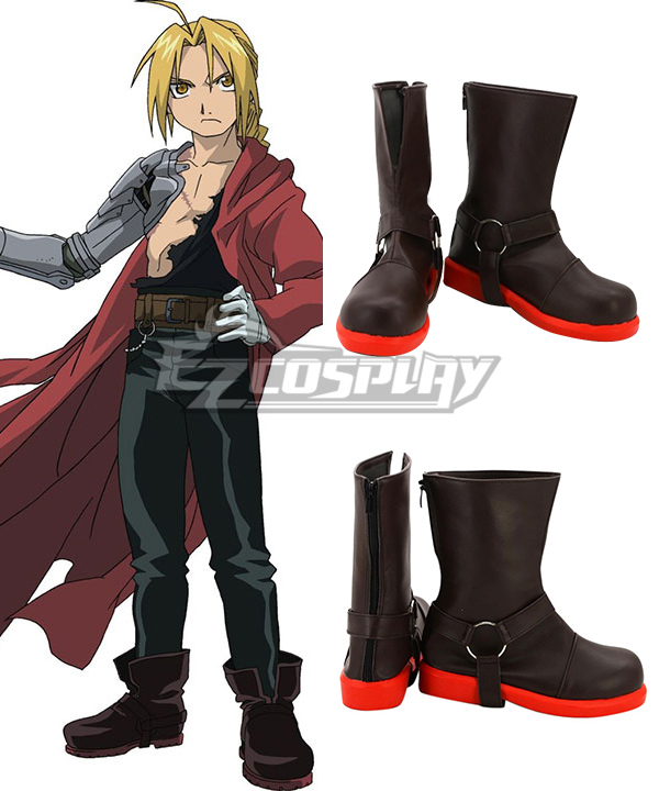 Fullmetal Alchemist Edward Elric Black Shoes Cosplay Boots