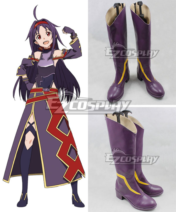 Sword Art Online ALfheim Online SAO ALO Konno Yuuki Mother's Rosario Purple Shoes Cosplay Boots