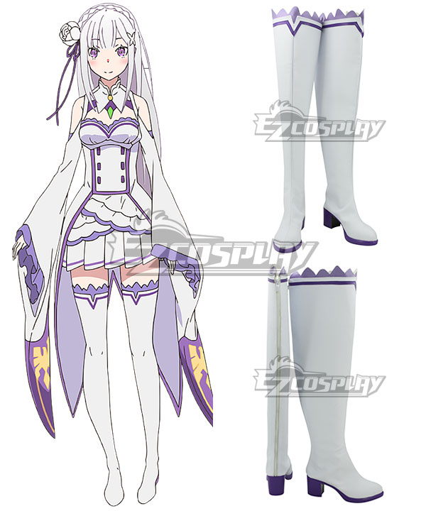 Re: Life In A Different World From Zero Emilia White Shoes Cosplay Boots