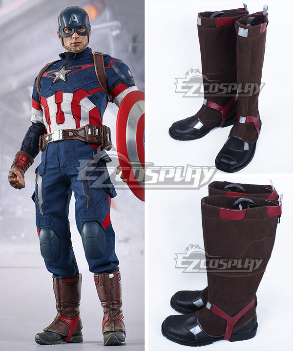 Marvel Captain America Steven Steve Rogers Brown Shoes Cosplay Boots