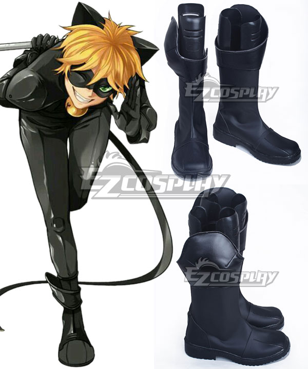 

Miraculous Ladybug Cat Noir Black Shoes Cosplay Boots