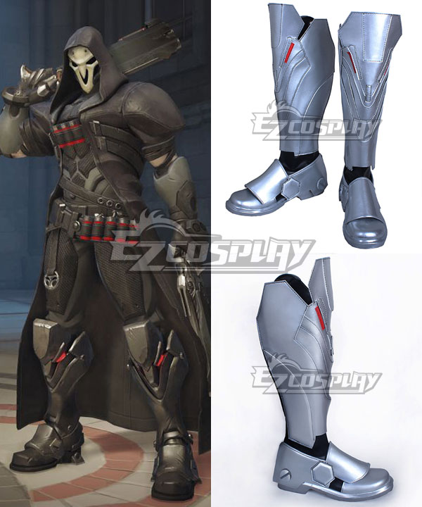 Overwatch OW Reaper Gabriel Reyes Black Shoes Cosplay Boots
