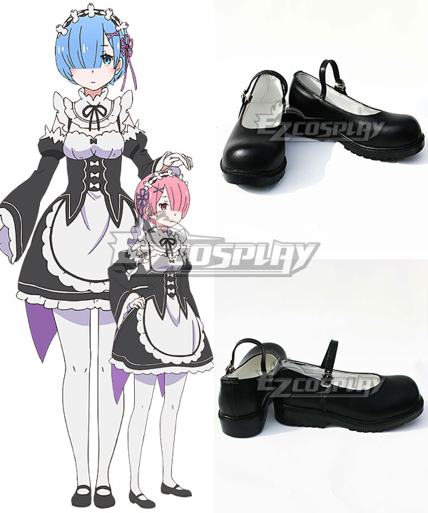 Re: Life In A Different World From Zero Rem Ram Black Cosplay Shoes