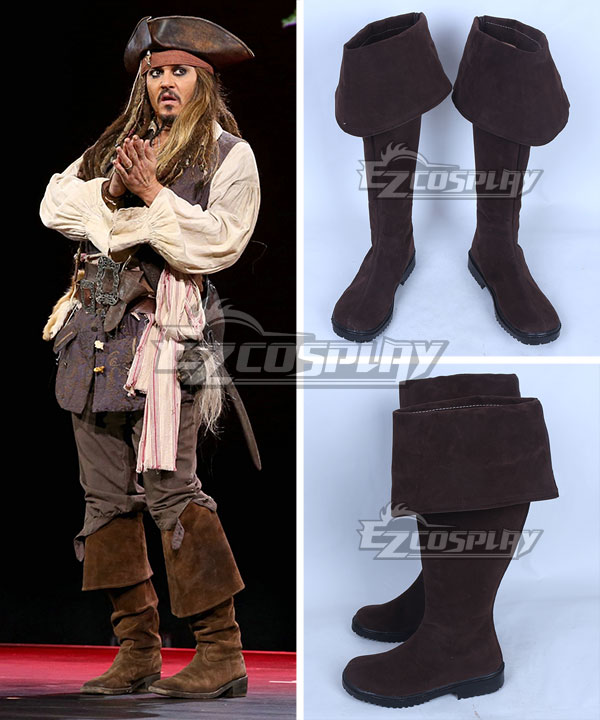 Pirates of the Caribbean Captain Jack Sparrow Deep Brown Shoes Cosplay Boots