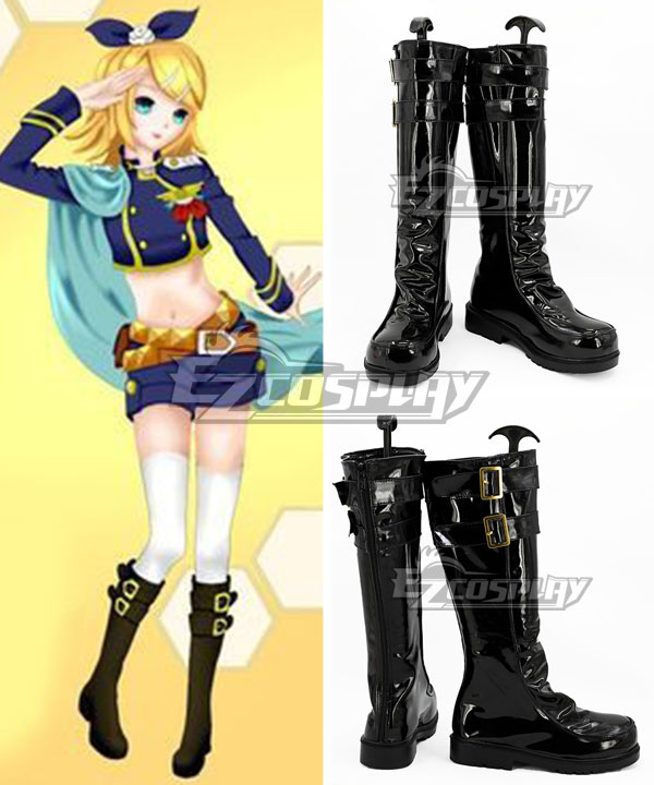 Vocaloid Kagamine Rin Uniform Black Shoes Cosplay Boots