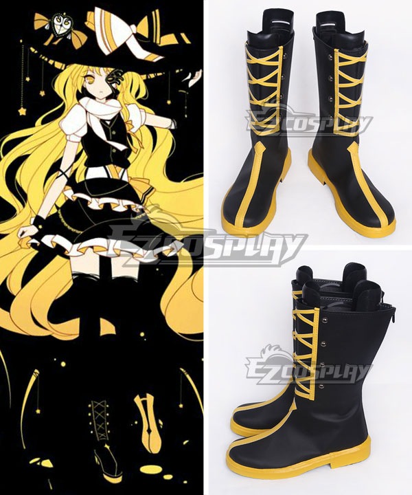 Touhou Project Koumajou Densetsu Legend of Scarlet Devil Castle Kirisame Marisa Black Shoes Cosplay Boots