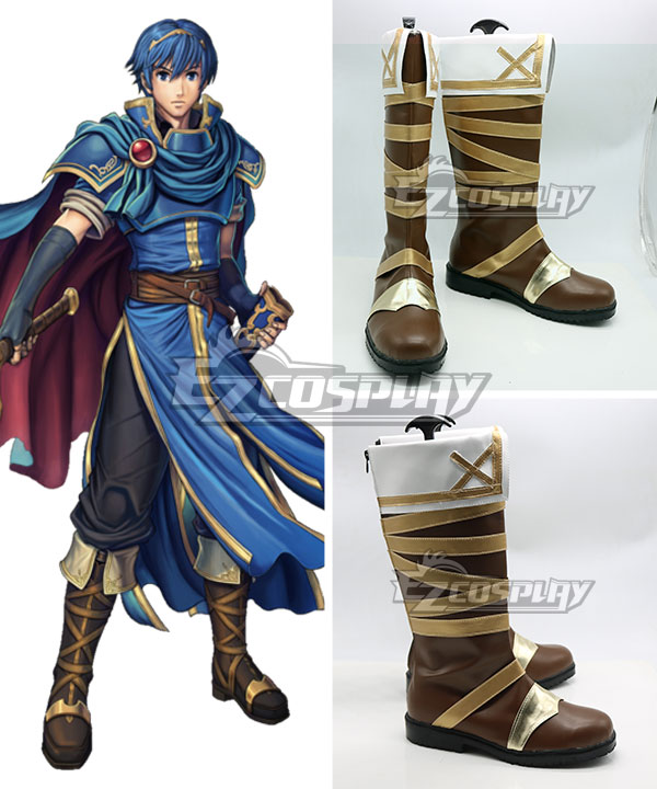 Fire Emblem Marth Brown Shoes Cosplay Boots