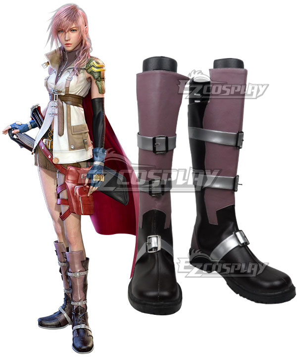 Final Fantasy XIII FF13 Lightning Purple Brown Shoes Cosplay Boots - Starter Edition