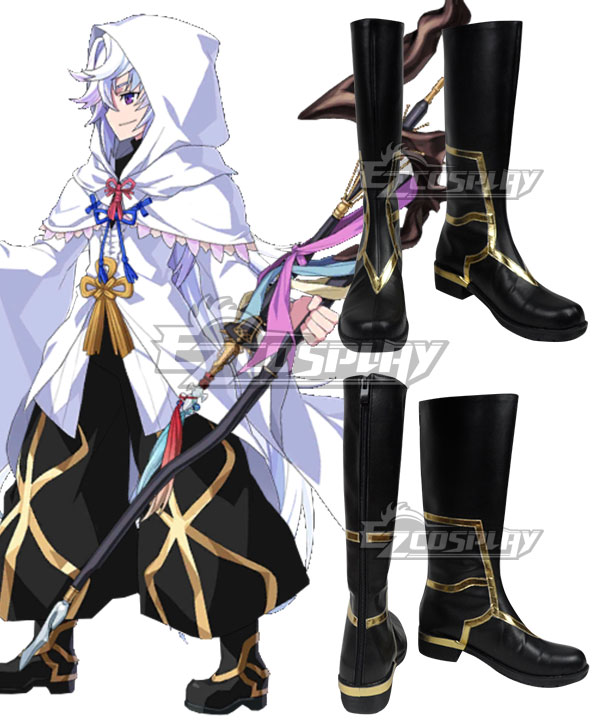 Fate Grand Order Caster Merlin Black Shoes Cosplay Boots