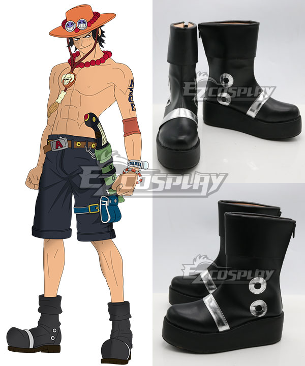 One Piece Portgas D Ace Black Shoes Cosplay Boots