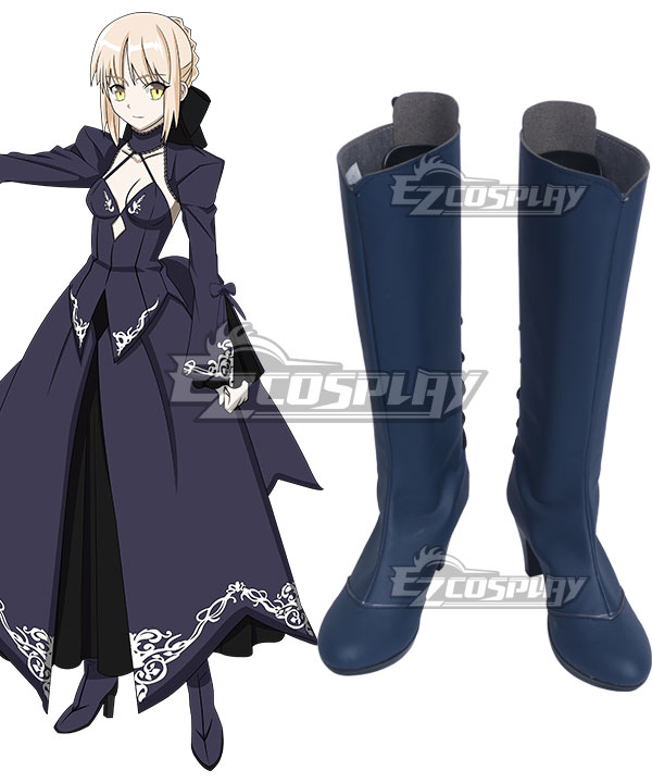 Fate Stay Night Artoria Pendragon Saber Lily Alter Deep Blue Shoes Cosplay Boots