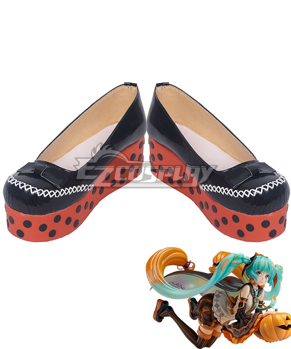 Vocaloid Hatsune Miku Trick or Miku Figure 2017 Halloween Black Cosplay Shoes