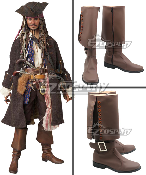 Pirates of the Caribbean: Dead Men Tell No Tales Captain Jack Sparrow Brown Shoes Cosplay Boots