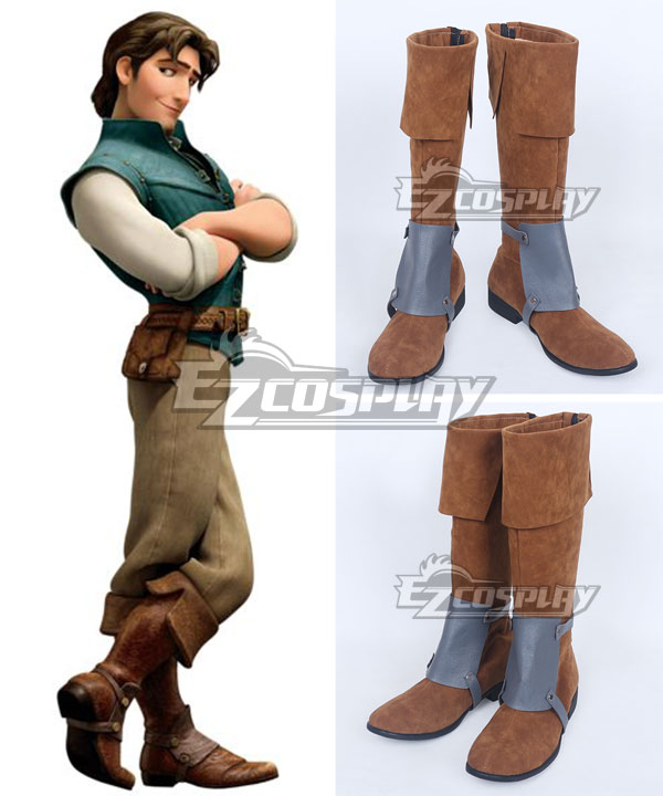 Disney Tangled Flynn Rider Brown Shoes Cosplay Boots