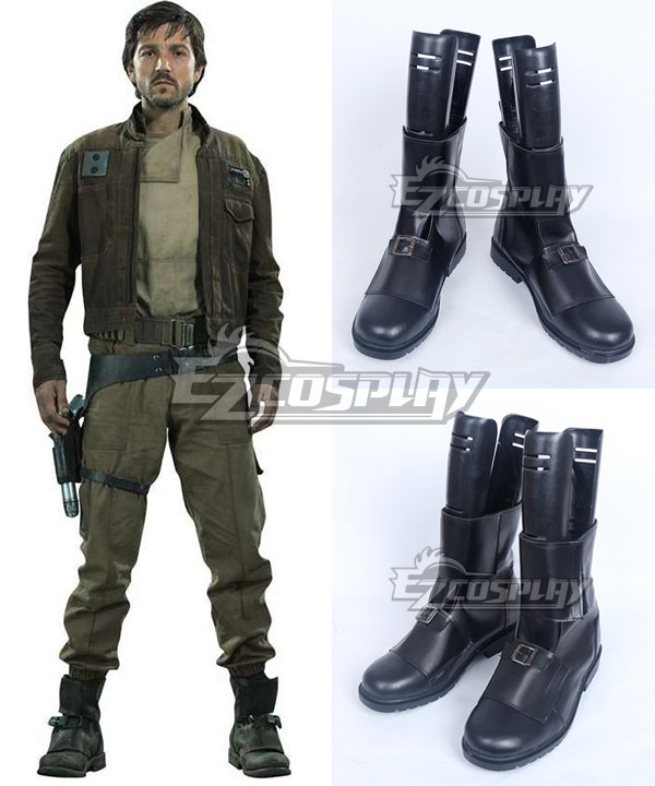 Rogue One A Star Wars Story Captain Cassian Andor Black Shoes Cosplay Boots