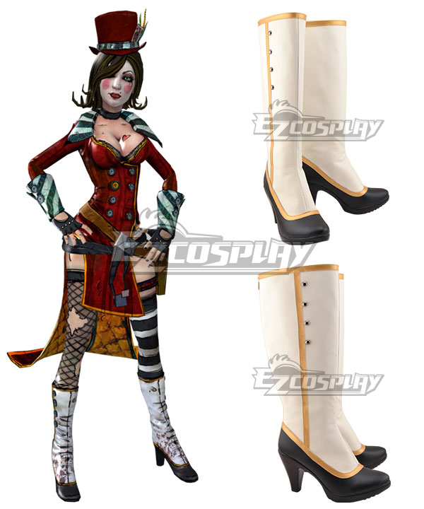 Borderlands Mad Moxxi White black Shoes Cosplay Boots
