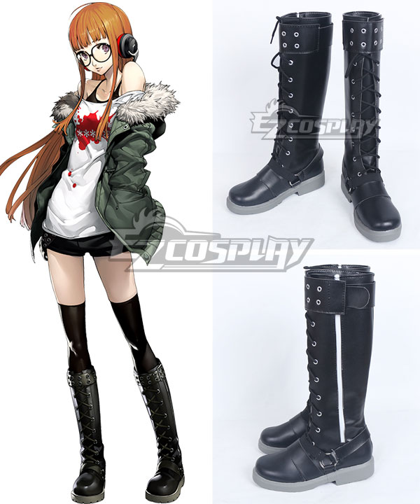 Persona 5 Navi Futaba Sakura Black Shoes Cosplay Boots
