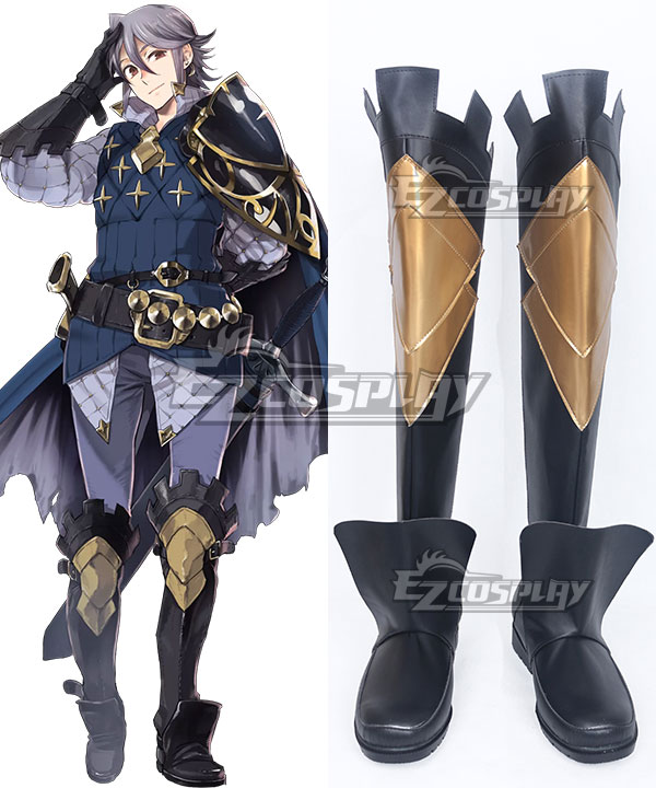 FE Fates Laslow Black Shoes Cosplay Boots