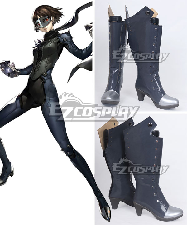 Persona 5 Queen Makoto Niijima Deep Grey Shoes Cosplay Boots