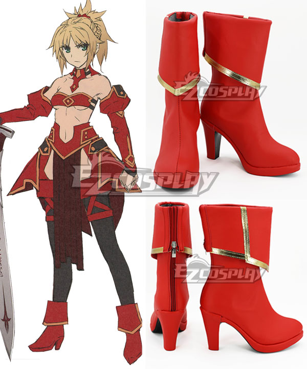 Fate Apocrypha Saber of Red Mordred Red Shoes Cosplay Boots