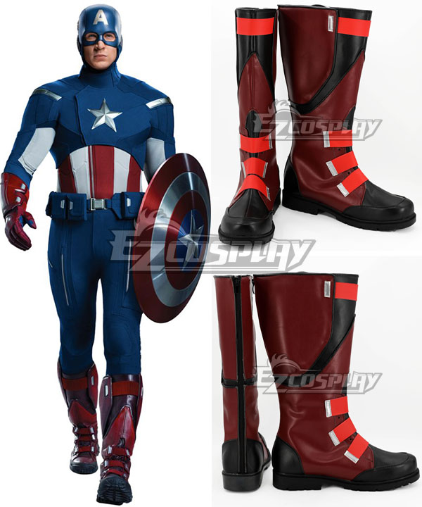 Marvel Avengers Age of Ultron Captain America Steven Steve Rogers Black Shoes Cosplay Boots