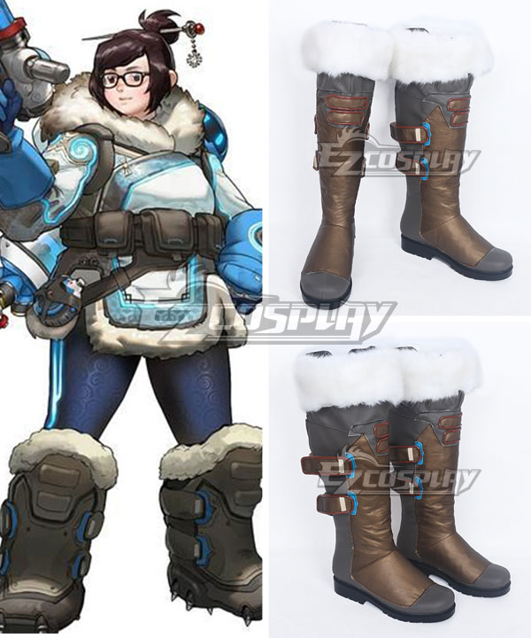 Overwatch OW Dr. Mei Ling Zhou Brown Shoes Cosplay Boots