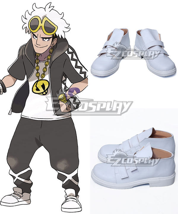 PM Sun and Moon Team Skull Guzma White Cosplay Shoes
