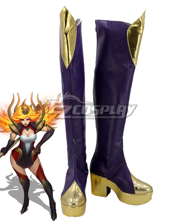 League of Legends LOL Elementalist Lux Fire Concept Purple Shoes Cosplay Boots