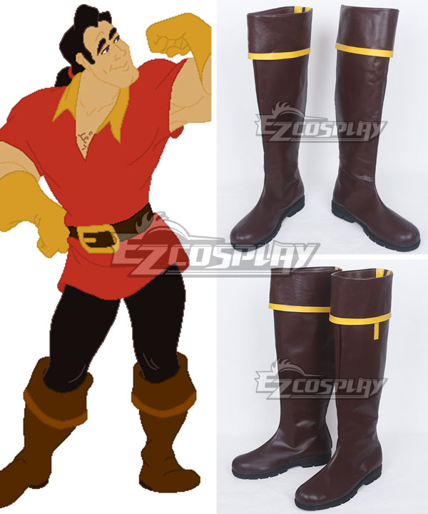Disney Beauty and The Beast Gaston Brown Shoes Cosplay Boots