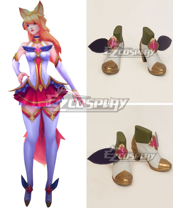 League of Legends LOL Star Guardian Ahri Golden White Cosplay Shoes