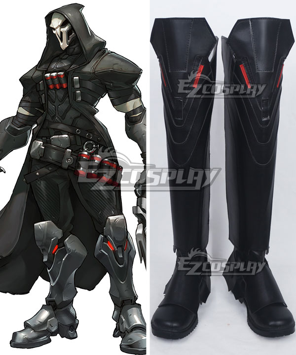 Overwatch OW Reaper Gabriel Reyes Black Shoes Cosplay Boots