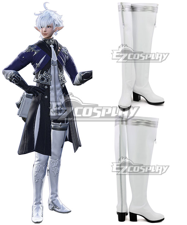 Final Fantasy XIV Alphinaud Leveilleur White Shoes Cosplay Boots
