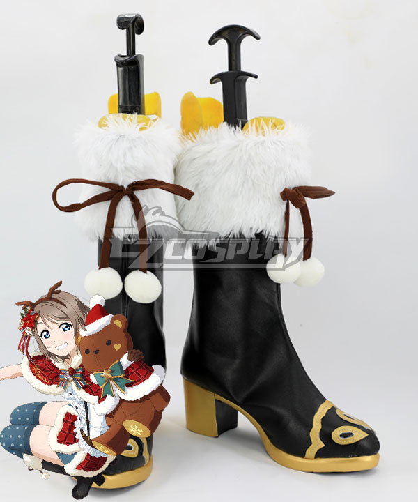 Love Live! Sunshine!! Aqours You Watanabe Christmas Ver. Black Shoes Cosplay Boots