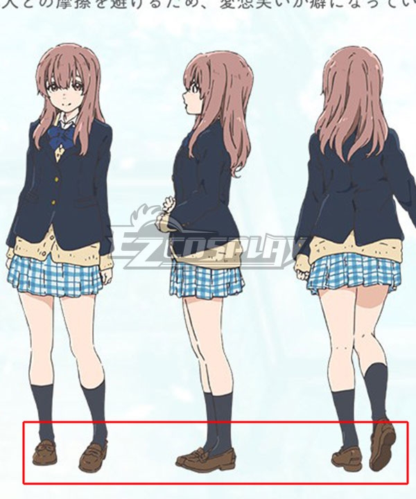 A Silent Voice Koe no Katachi Nishimiya Shouko Brown Cosplay Shoes